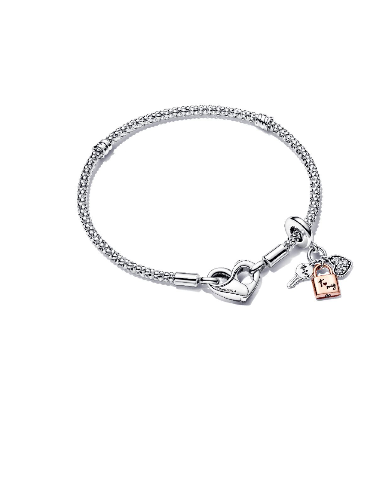 Pandora Moments Studded Chain Bracelet Triple Dangle Charm Set