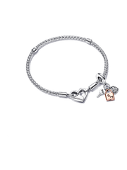 Pandora Moments Studded Chain Bracelet Triple Dangle Charm Set
