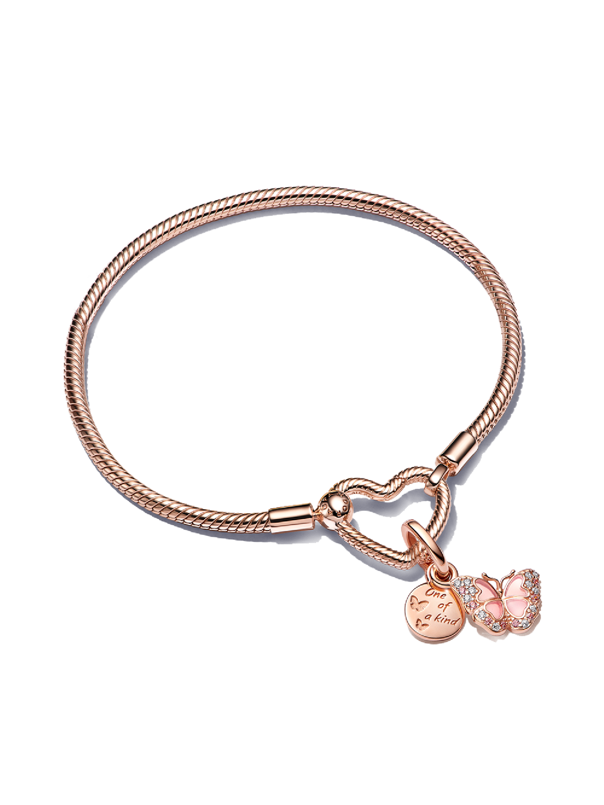One of a Kind Rose Heart Charm Bracelet Set