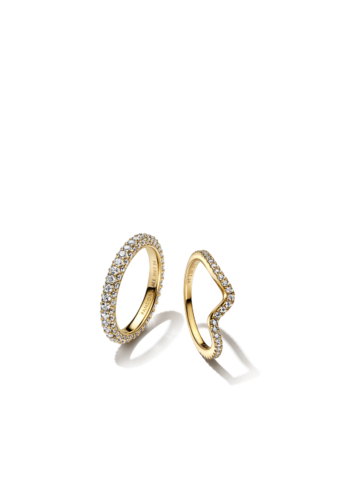 Pandora Timeless Pavé & Sparkling Wave Ring Set