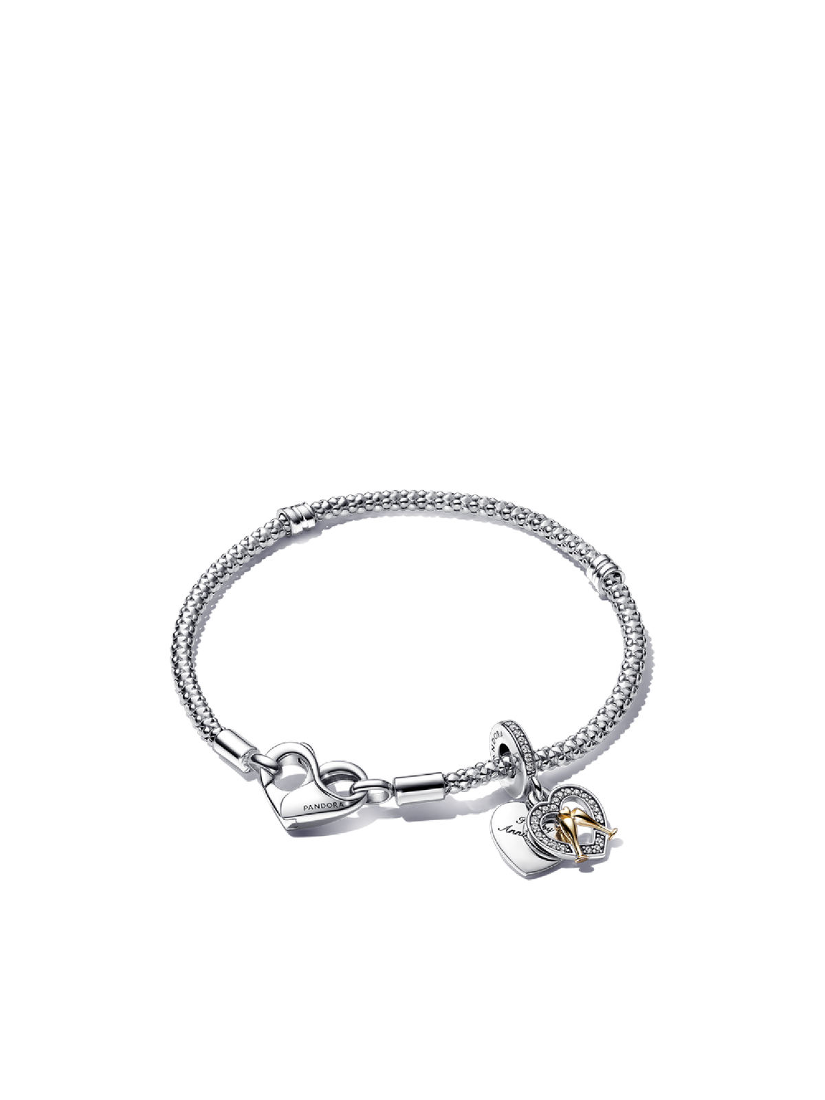 Two-tone Happy Anniversary Charm & Bracelet Set