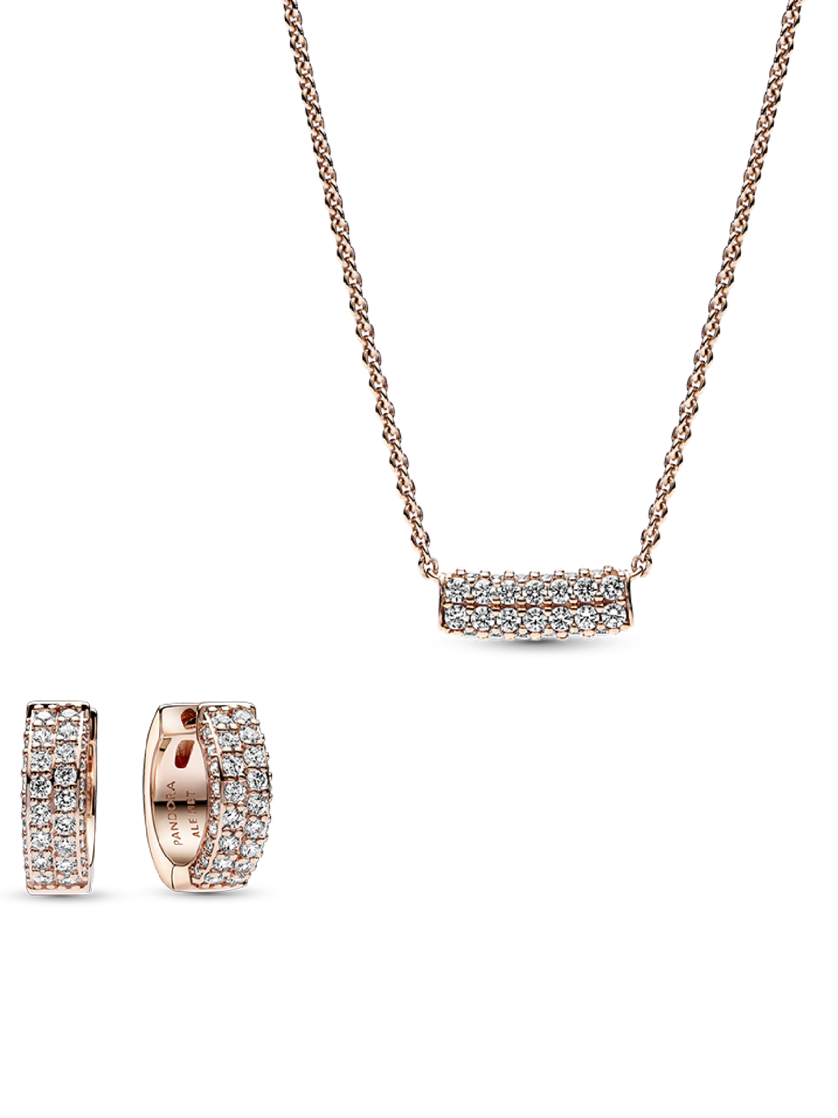 Pavé Rose Double-row Necklace and Earring Set