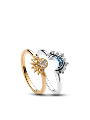 Celestial Sparkling Sun and Moon Ring Set