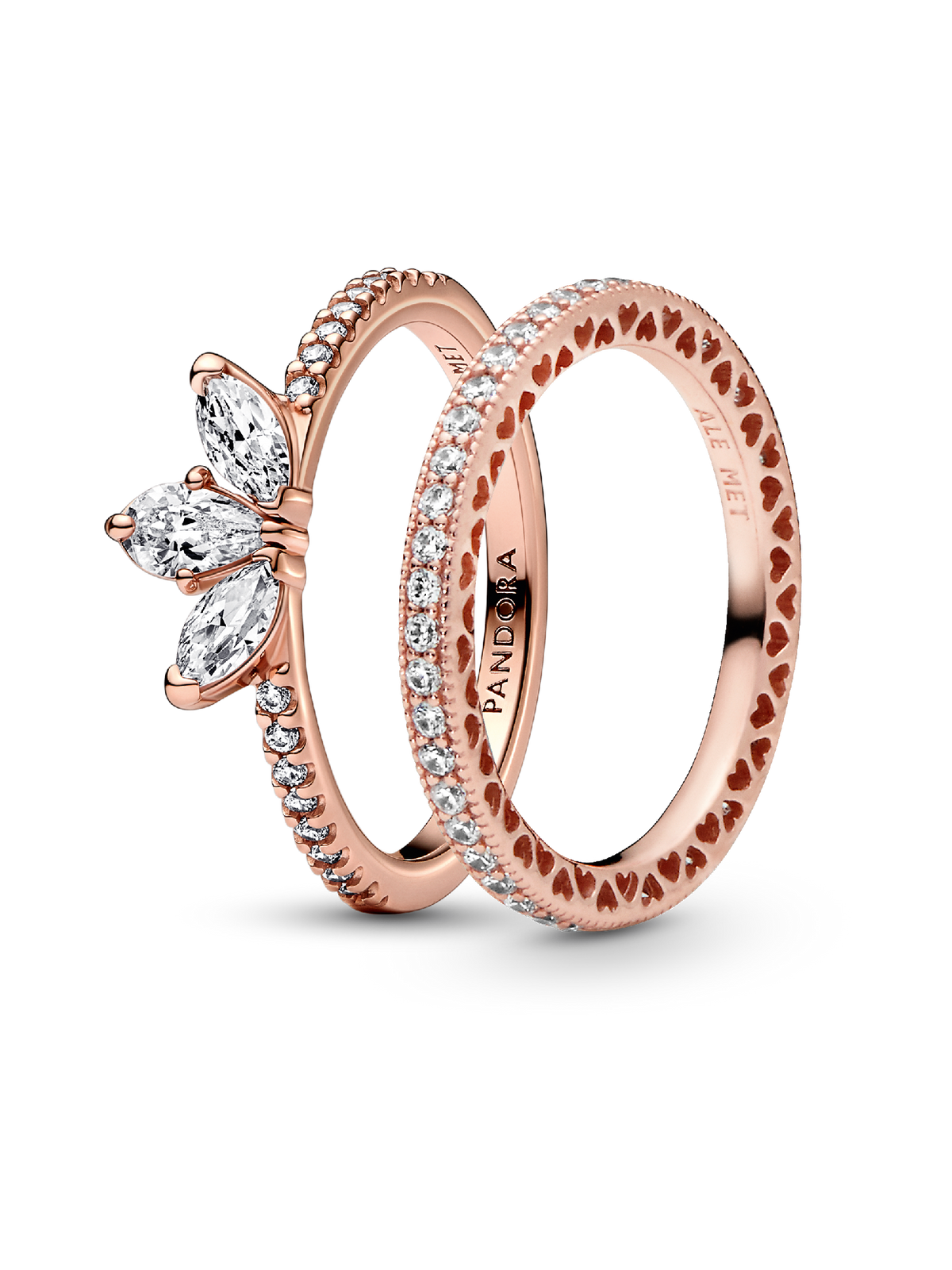 Rose Gold Tear-shaped Tiara Ring Set