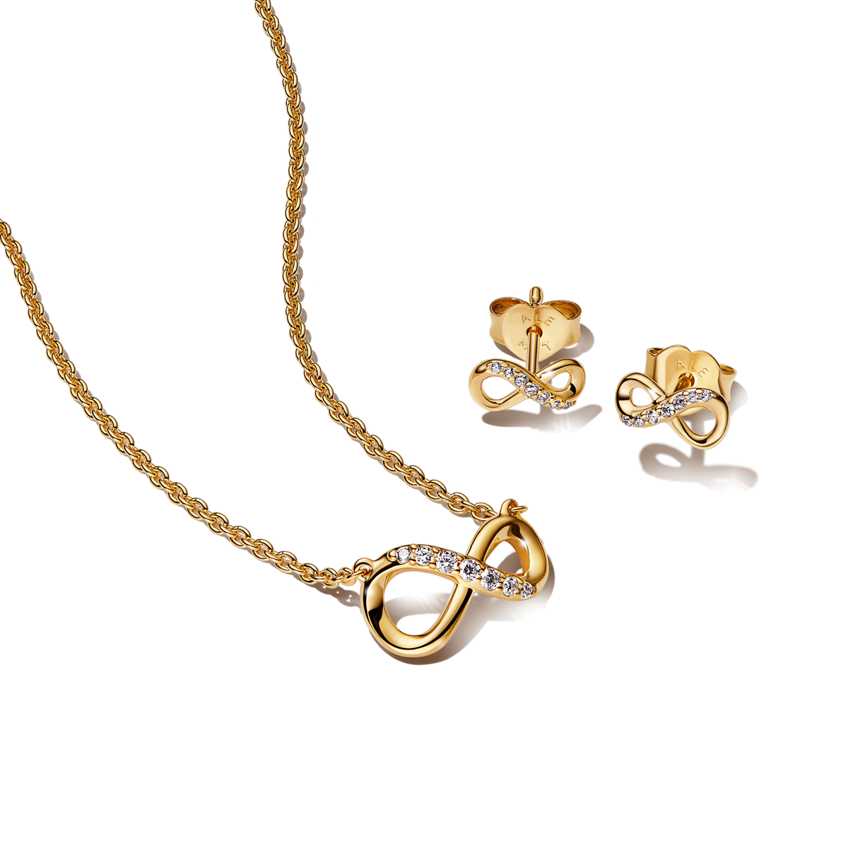 Golden Infinity Necklace and Earrings Set