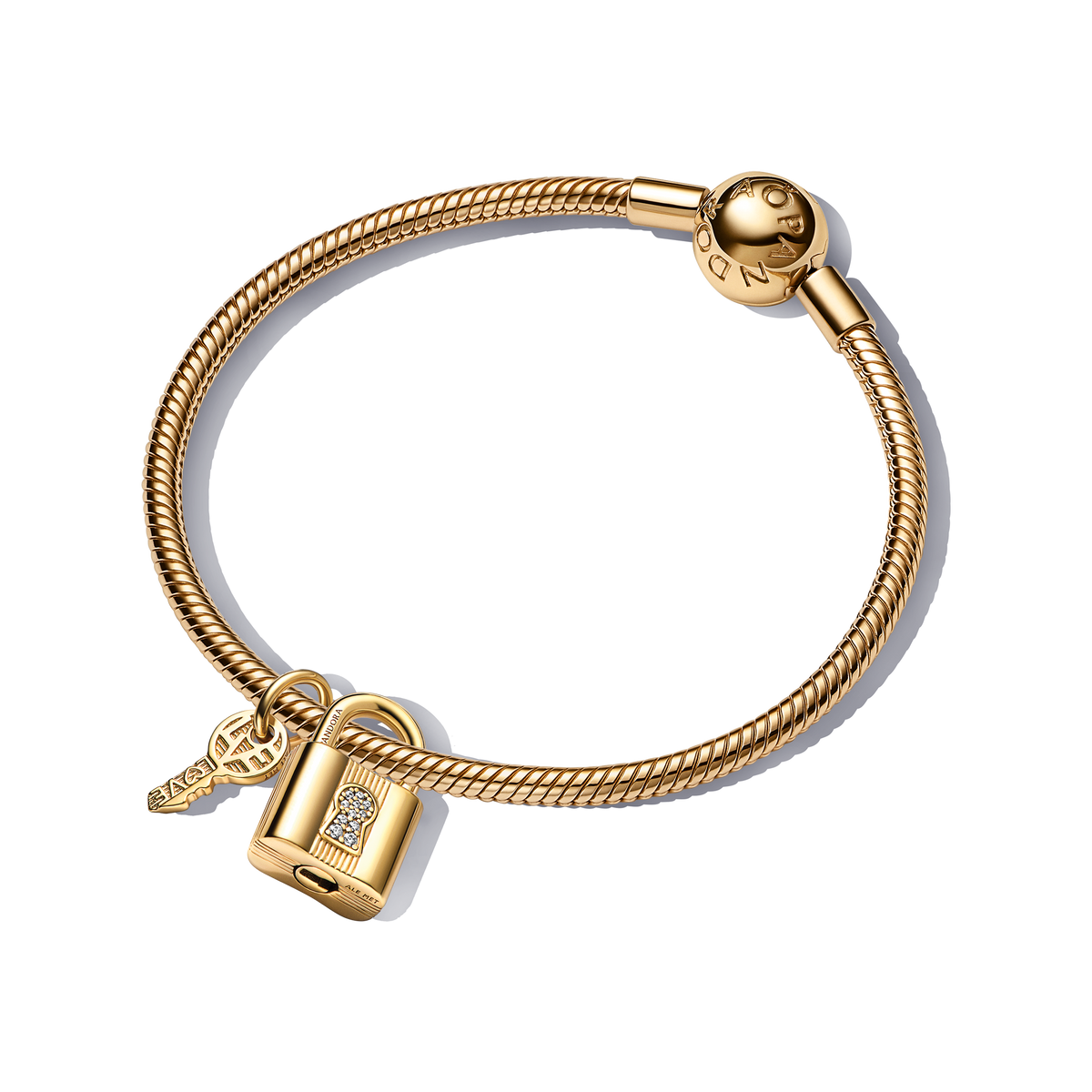 Gold Padlock Bracelet Set