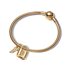 Gold Padlock Bracelet Set