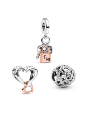 Love Lock and Key Charm Trio