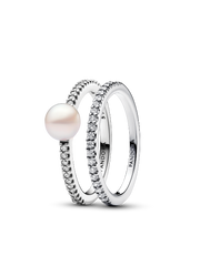 Treated Freshwater Cultured Pearl Ring Band Set