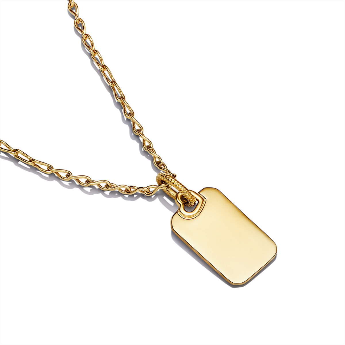 Engravable Rectangle Tag Pendant Necklace Set