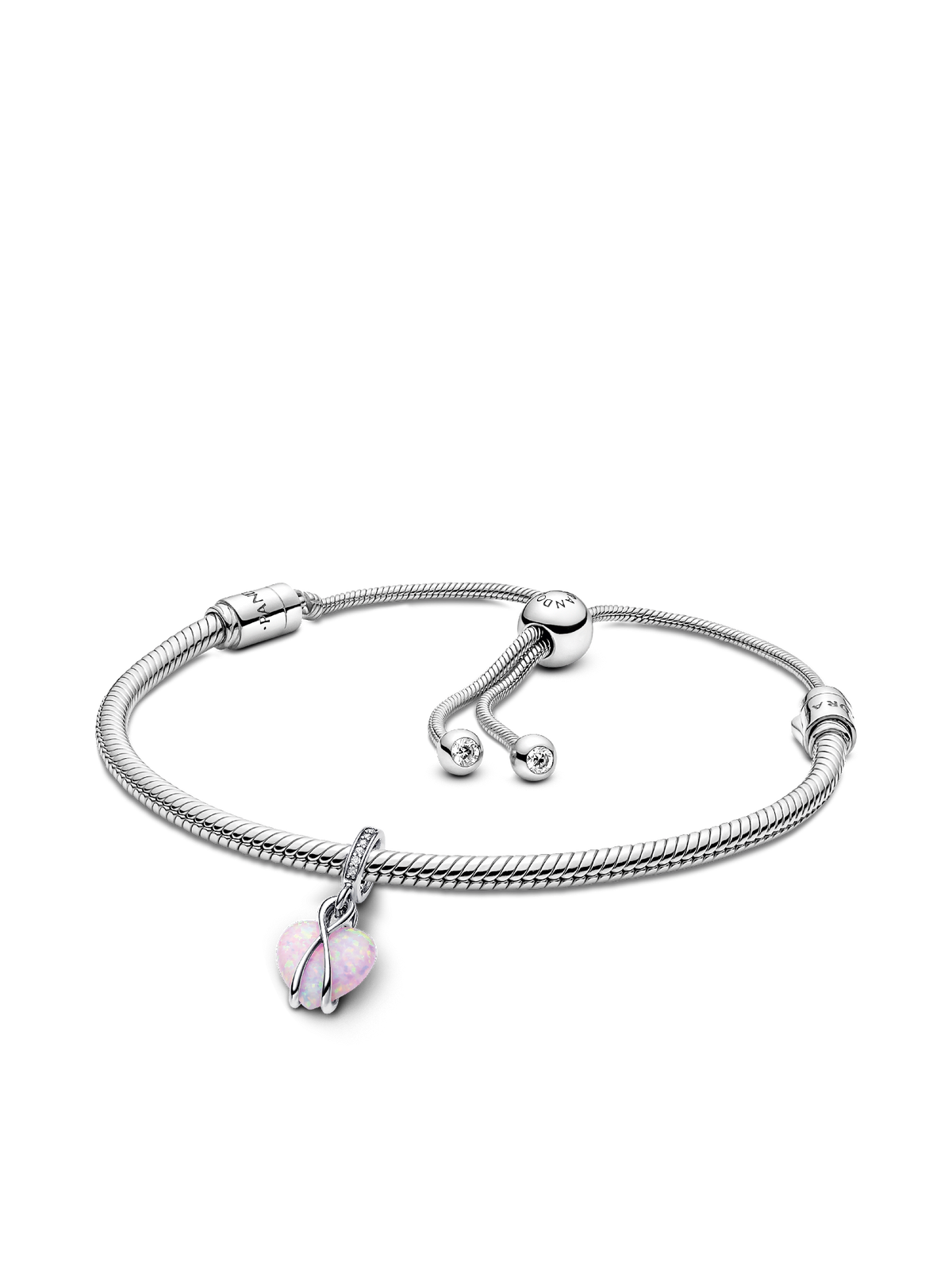 Mom Opalescent Heart Dangle Charm Bracelet Set