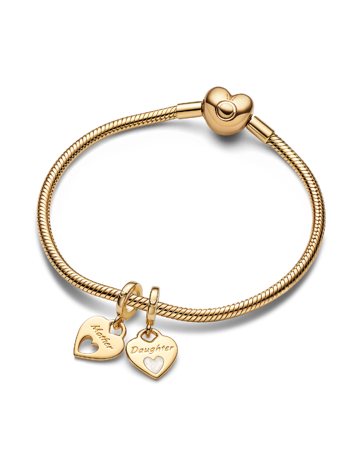 Mother-Daughter Splittable Heart Charm Bracelet Set