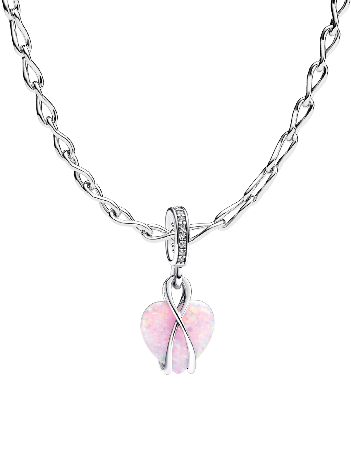 Opalescent Heart Charm Necklace Set