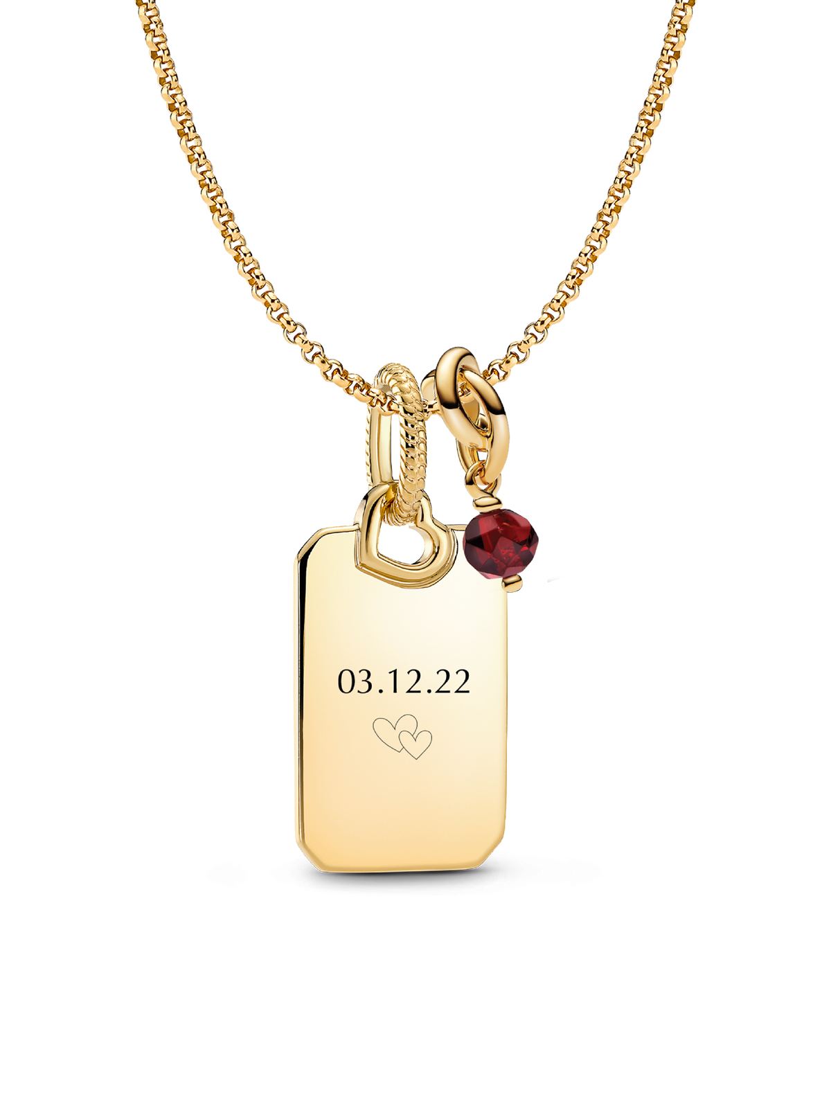 January Engravable Dangle Charm Necklace Set