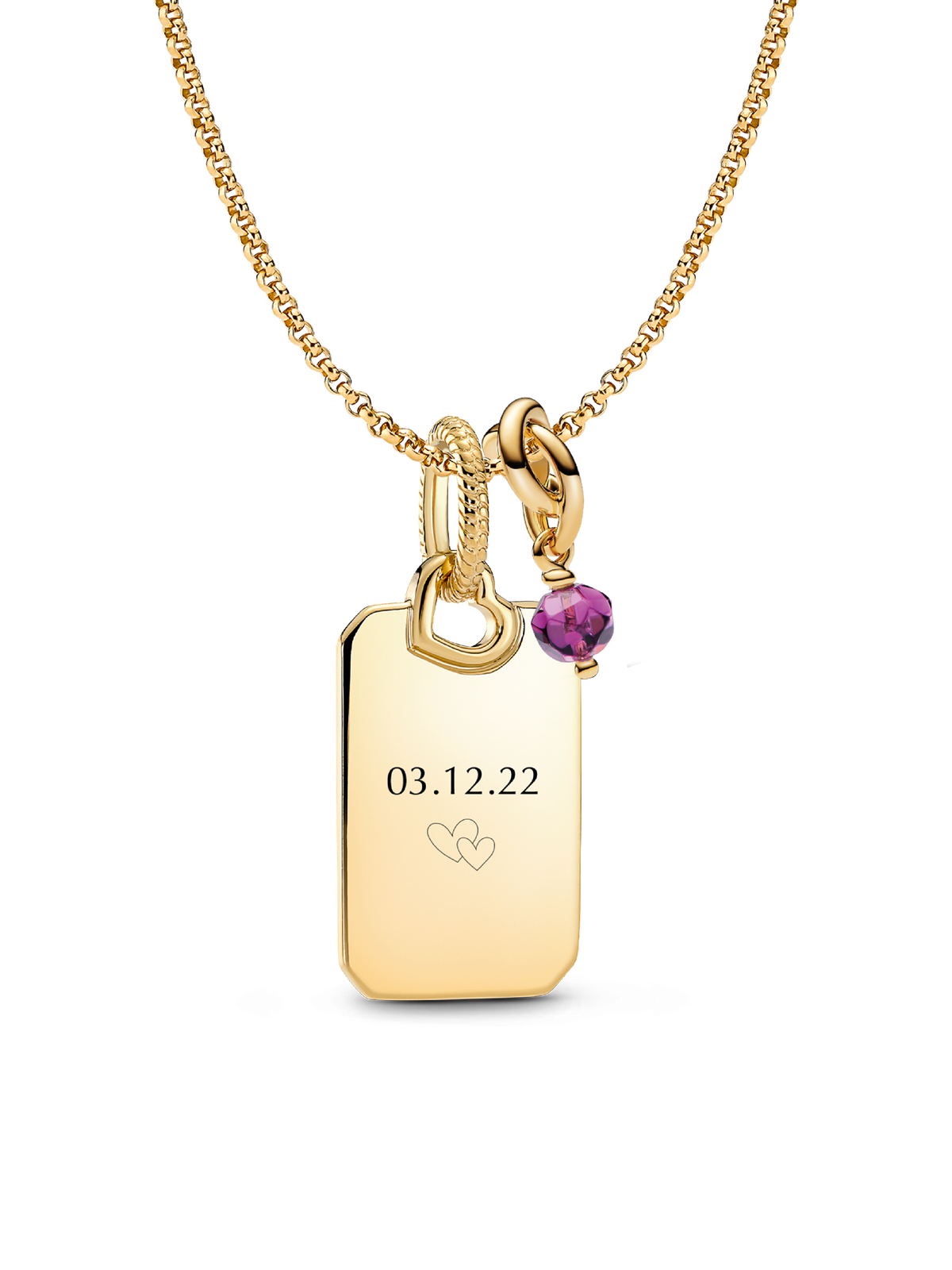 February Engravable Dangle Charm Necklace Set