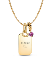February Engravable Dangle Charm Necklace Set