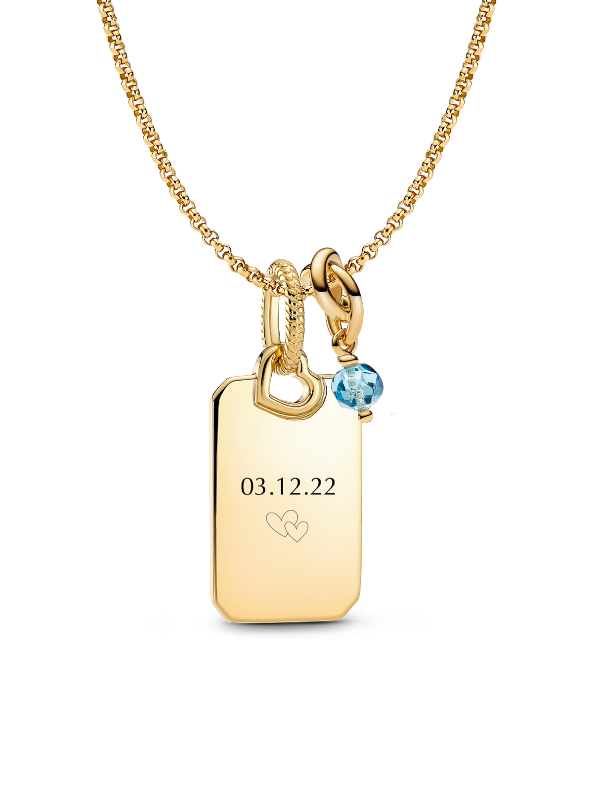 March Engravable Dangle Charm Necklace Set