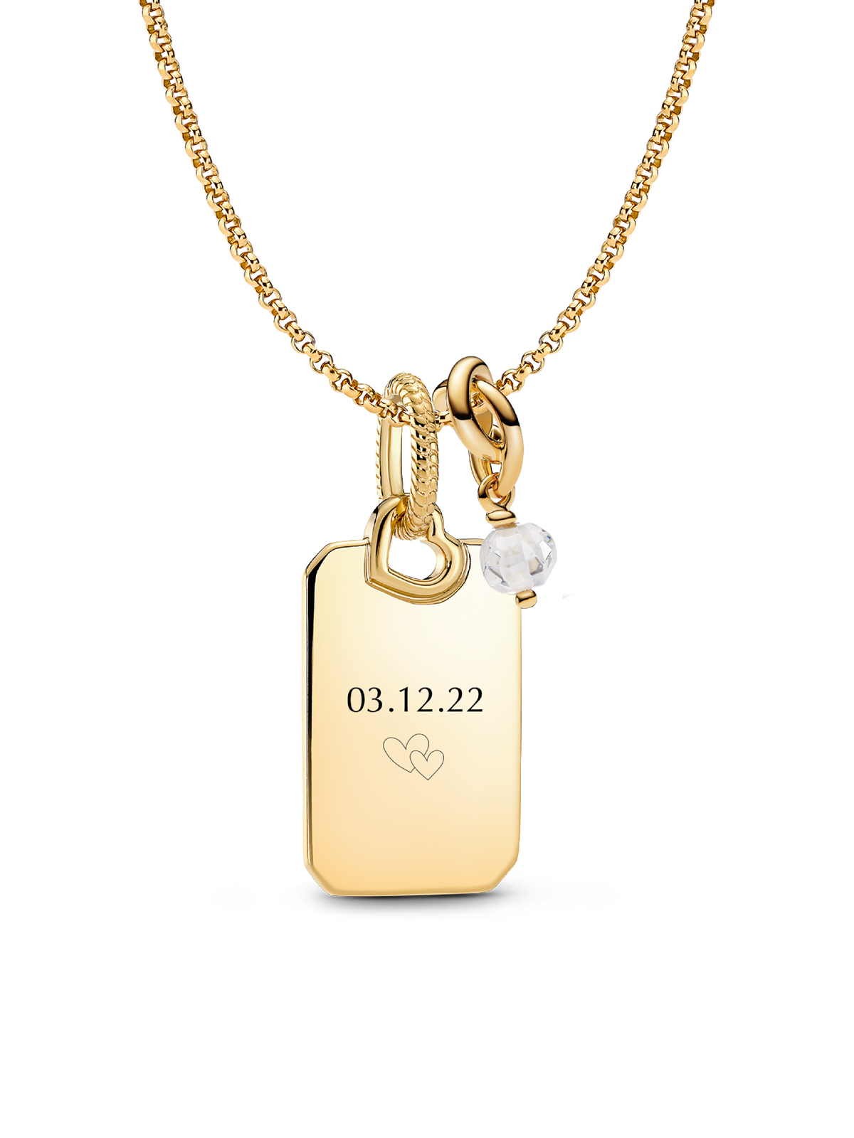 April Engravable Dangle Charm Necklace Set