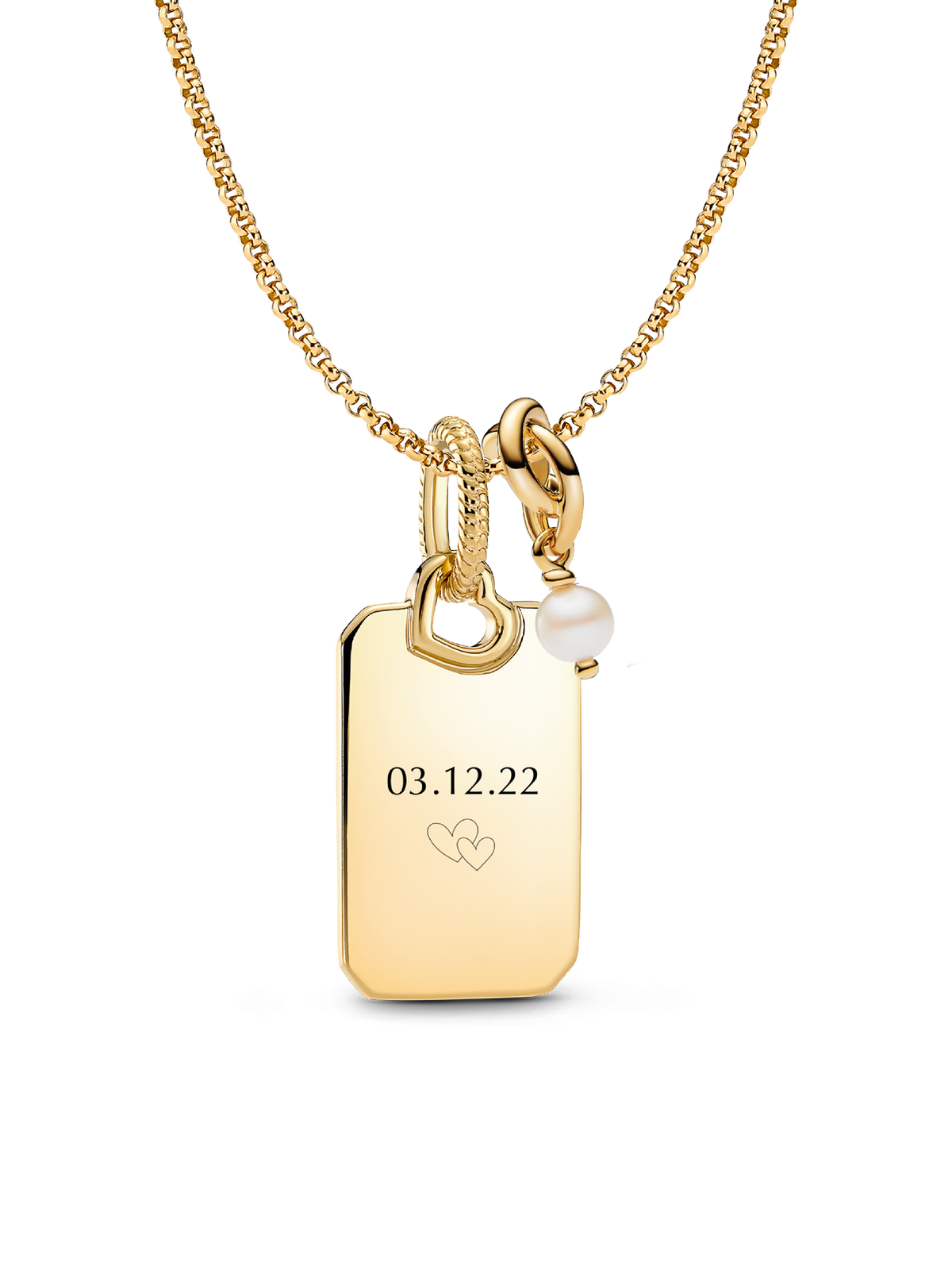 June Engravable  Dangle Charm Necklace Set