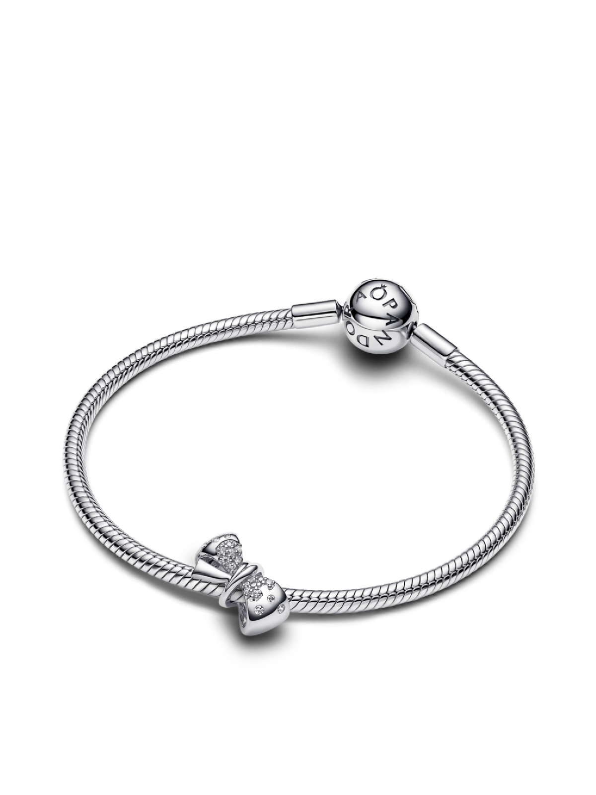 Silver Sparkling Bow Bracelet Set