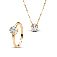 Lab-Grown Diamond Bezel Necklace & Ring Set