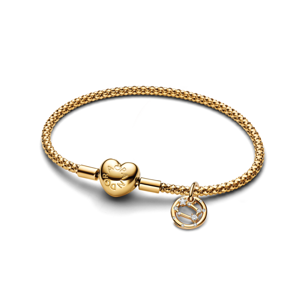 Gemini Zodiac Dangle Charm Studded Bracelet Set