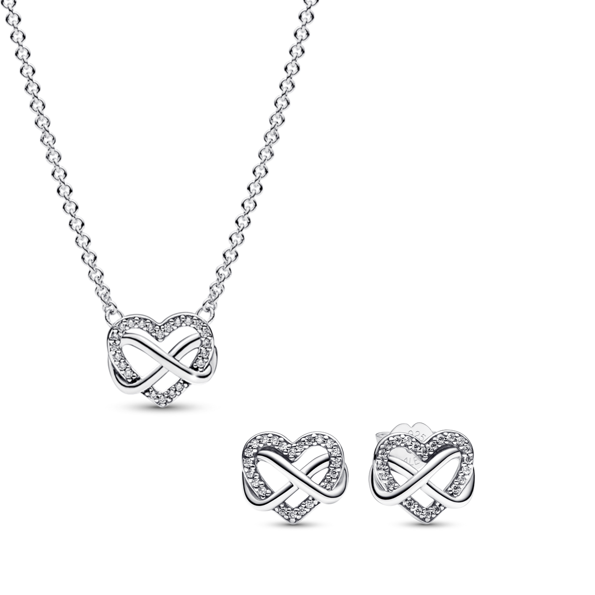 Sparkling Infinity Heart Necklace Set