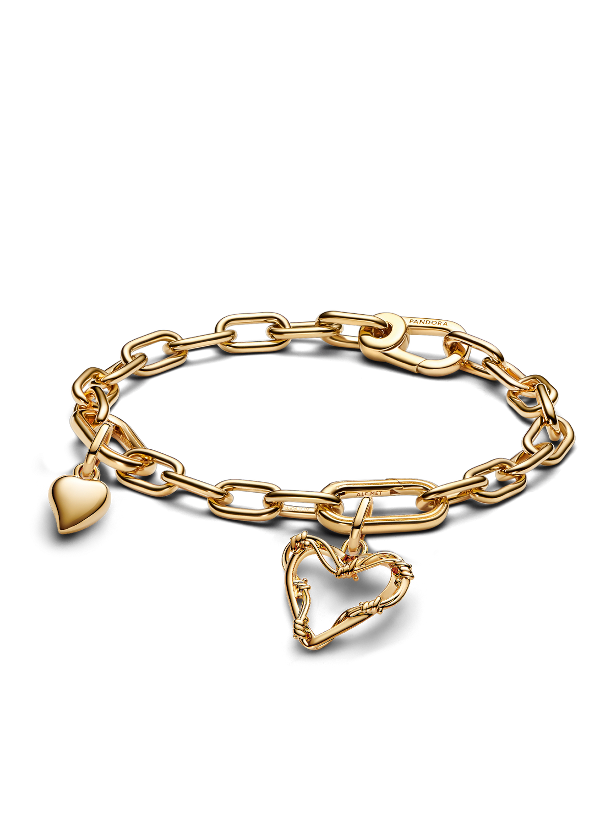 Golden Barbed Wire Heart Bracelet Set