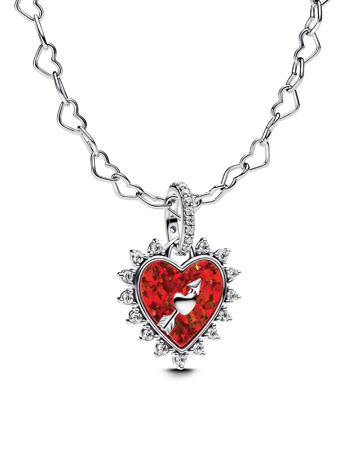 Spinnable Arrow Heart Charm Necklace