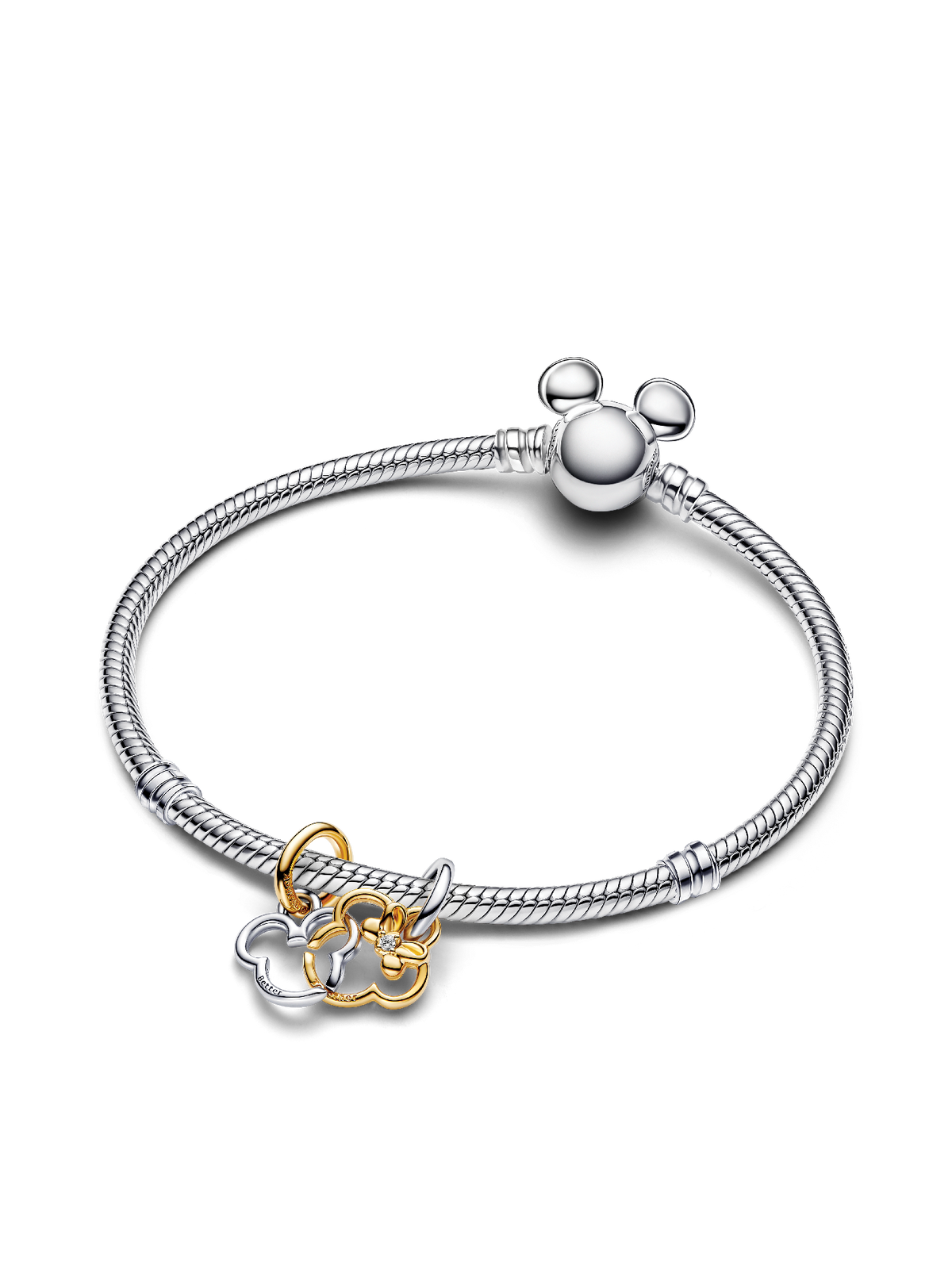 Mickey Mouse and Minnie Mouse Splittable Dangle Charm Bracelet Set