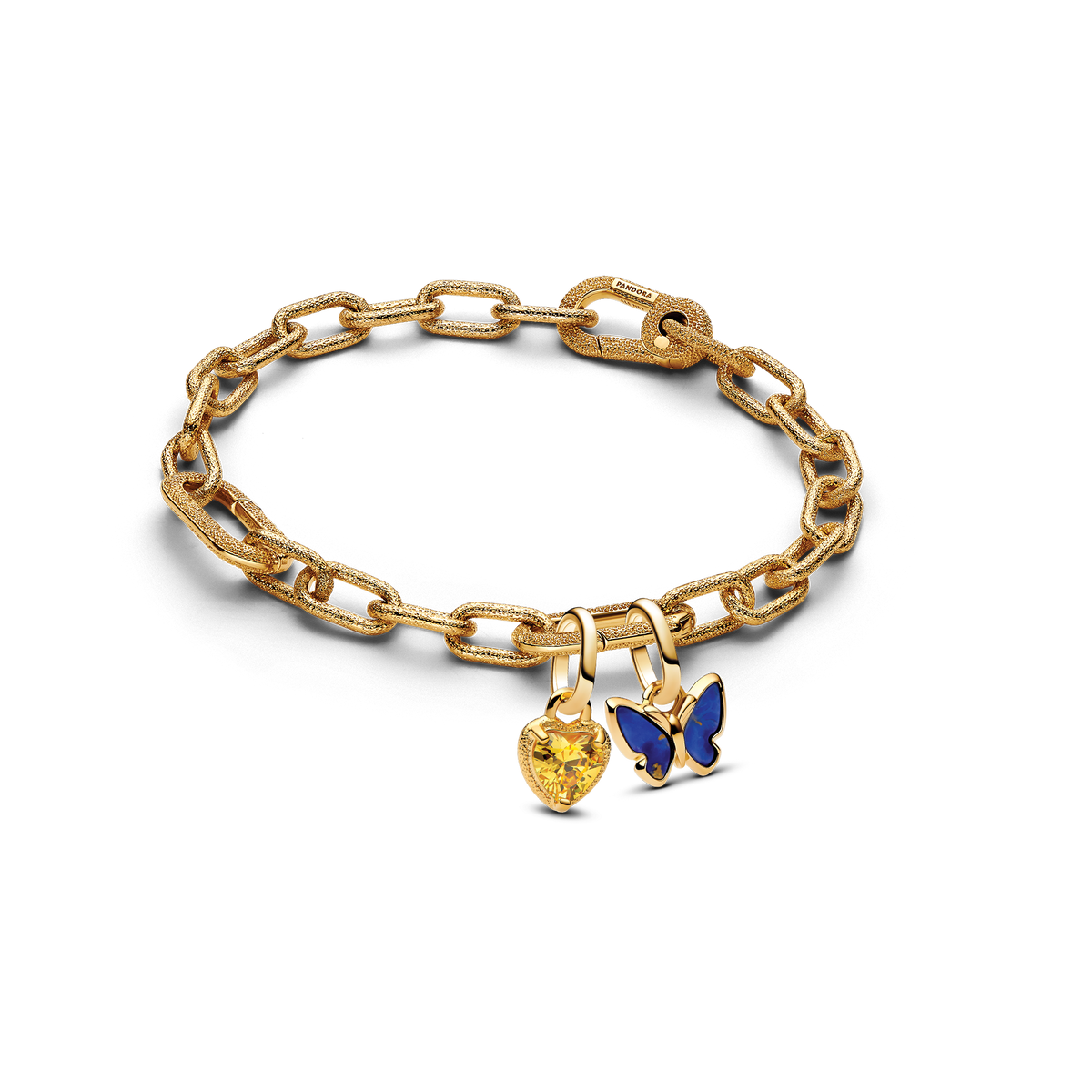 Golden Butterfly and Heart Charm Bracelet