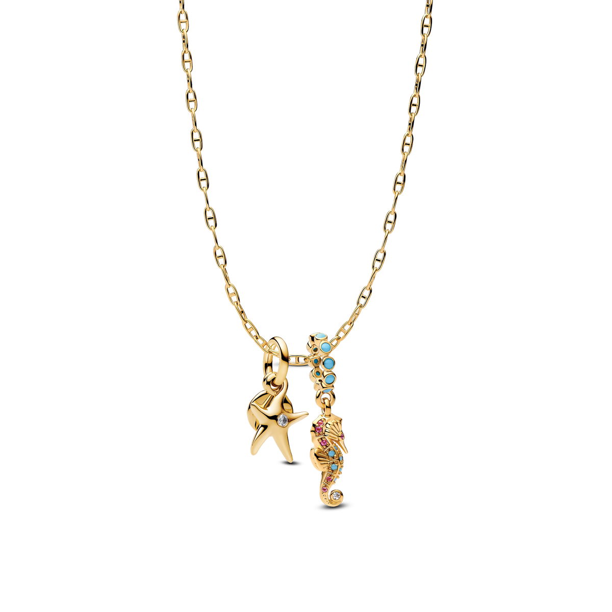 Seahorse and Starfish Charm Necklace