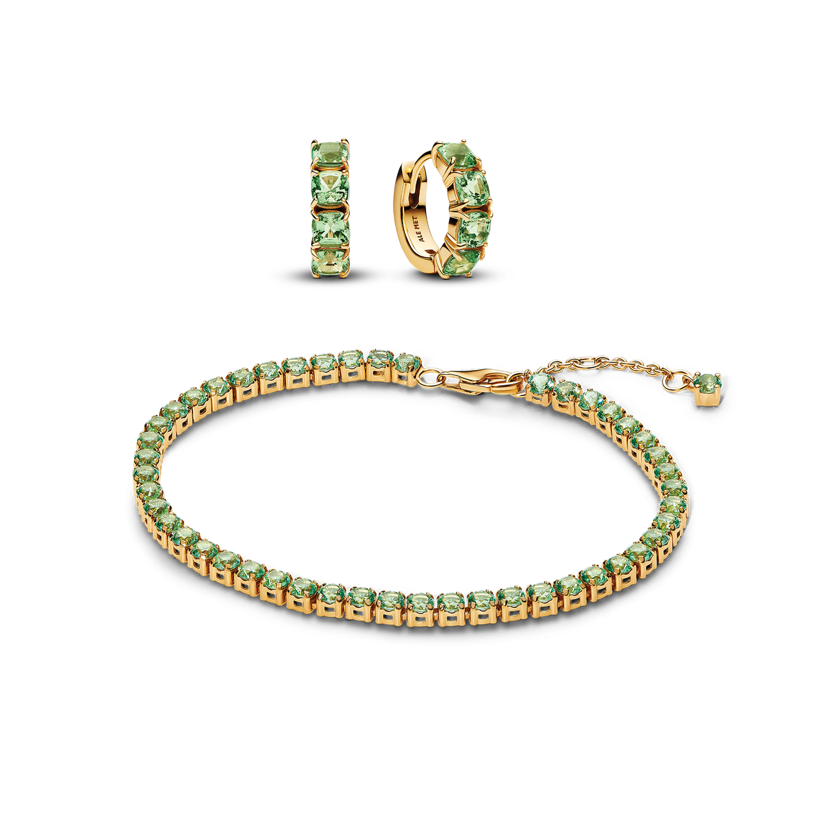 Sparkling Green Bracelet and Earring Set