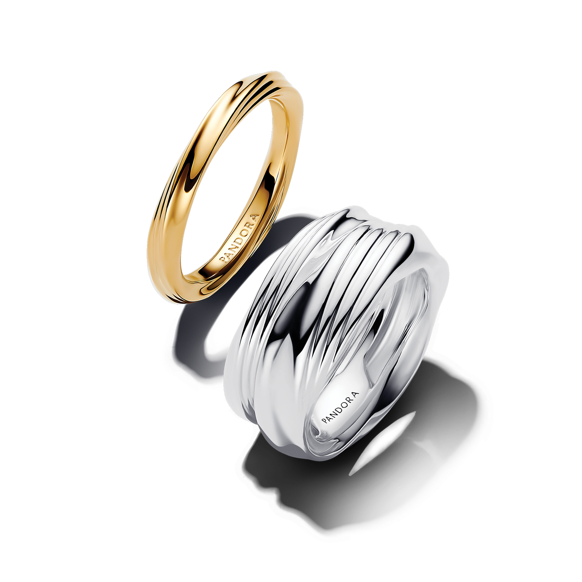 Two-Tone Twists & Turns Ring Set