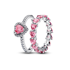 Pink Heart to Hearts Ring Set