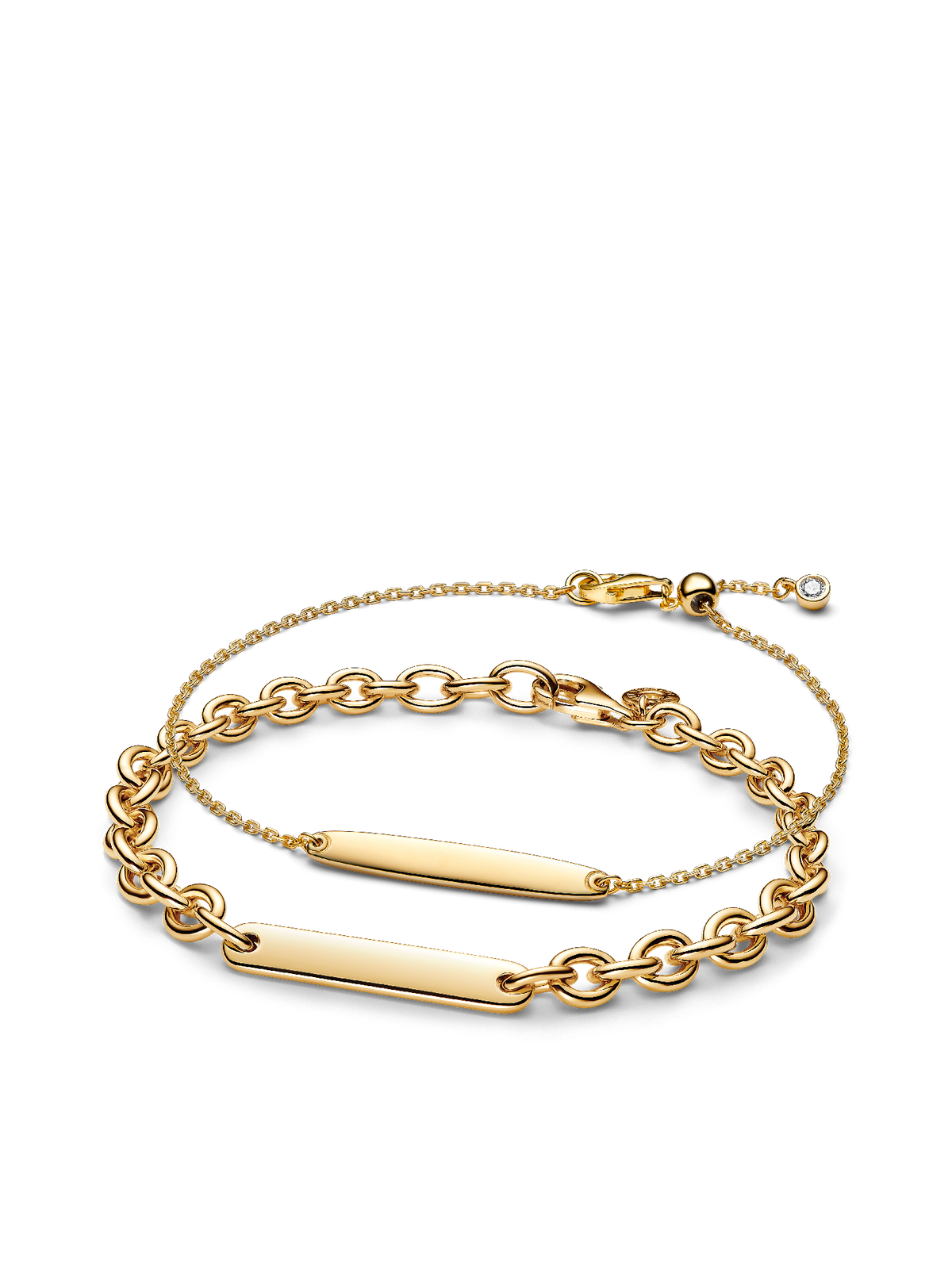 His & Hers Engravable Gold Plated Bracelet Set
