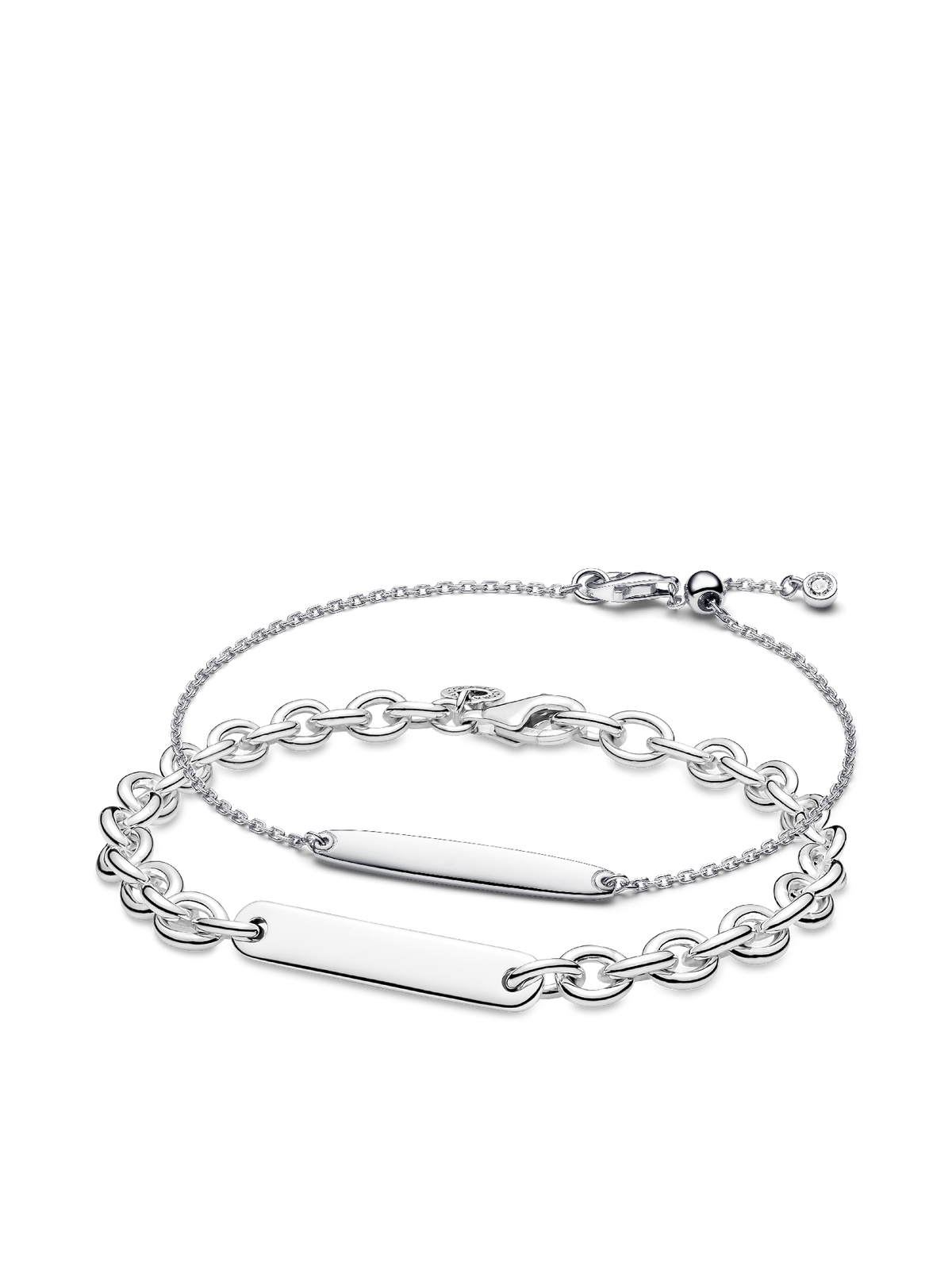 His & Hers Engravable Silver Bracelet Set