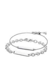 His & Hers Engravable Silver Bracelet Set