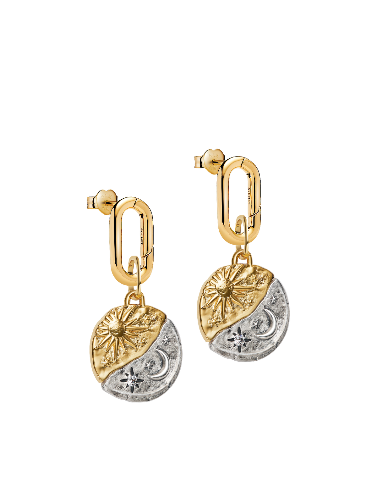 Sun & Moon Medallion Charm Earrings