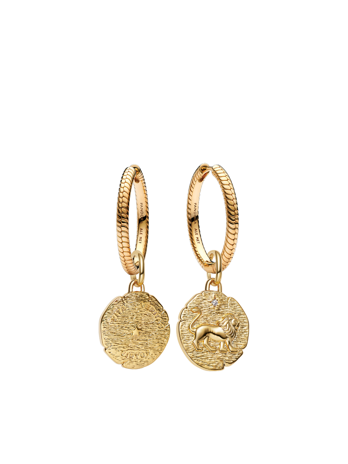 Lion Medallion Charm Earrings