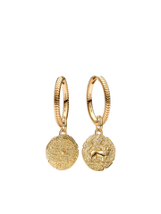 Lion Medallion Charm Earrings