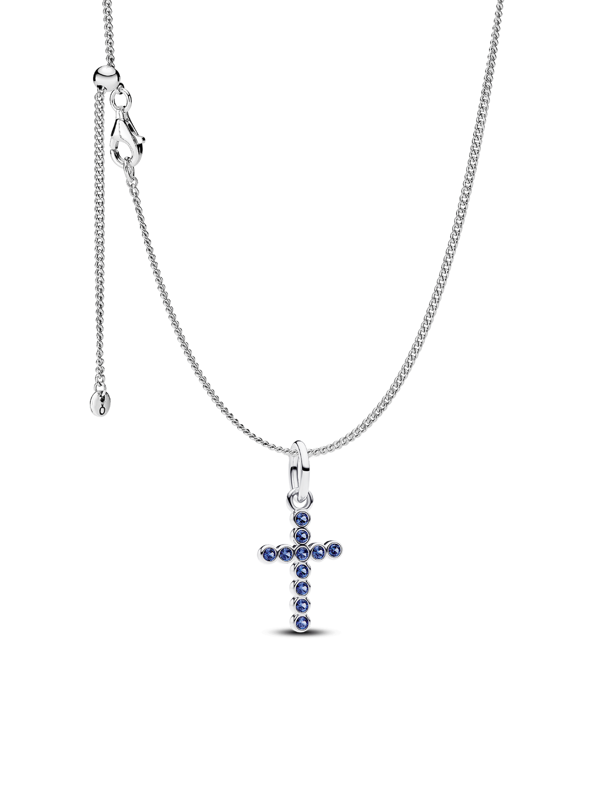 Blue Round Bezel Cross Necklace set