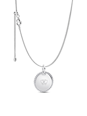 Engravable Sparkling Round Tag Pendant Necklace