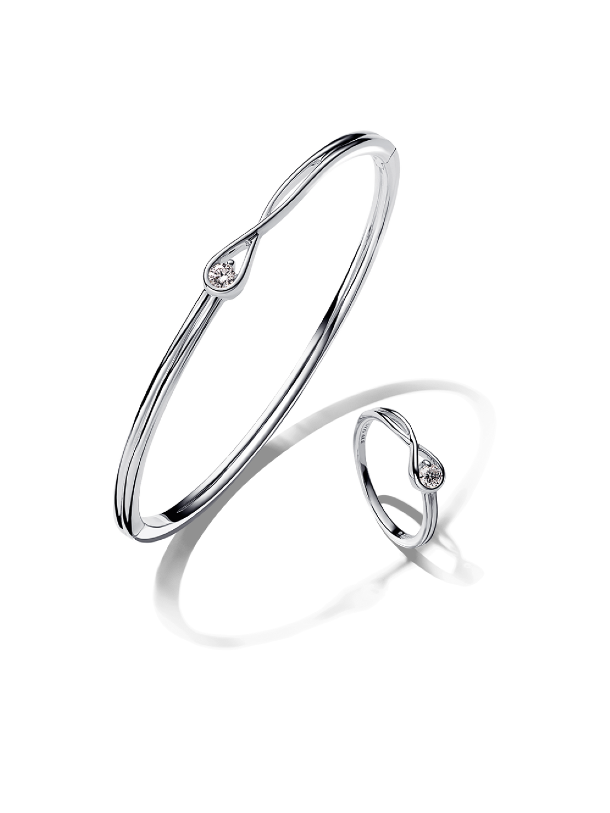 Pandora Brilliance Lab-Grown Diamond Bangle Bracelet and Ring Set 0.30 carat tw Sterling Silver