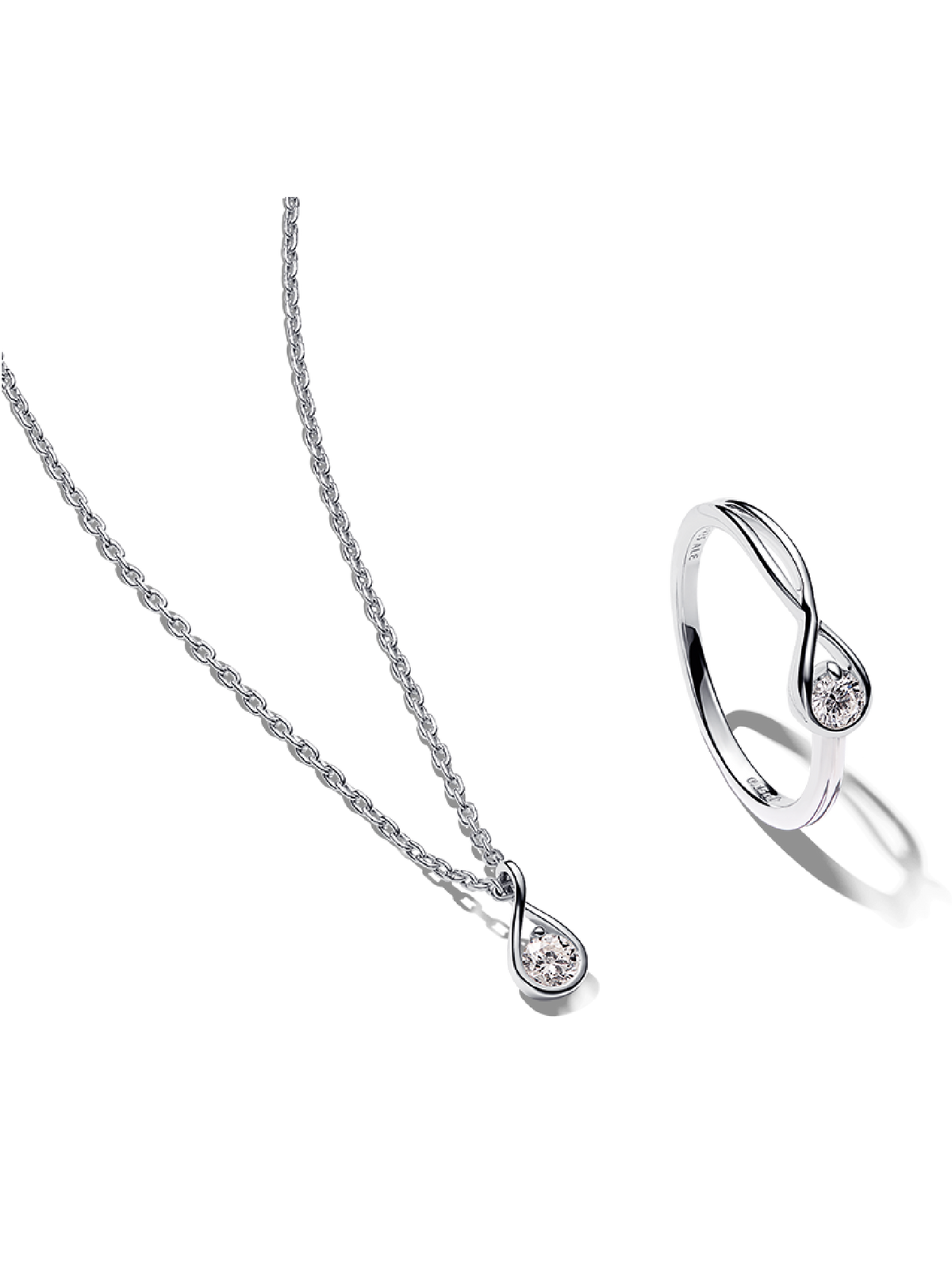 Pandora Infinite Lab-grown Diamond Necklace and Ring Set 0.30 ct tw Sterling Silver