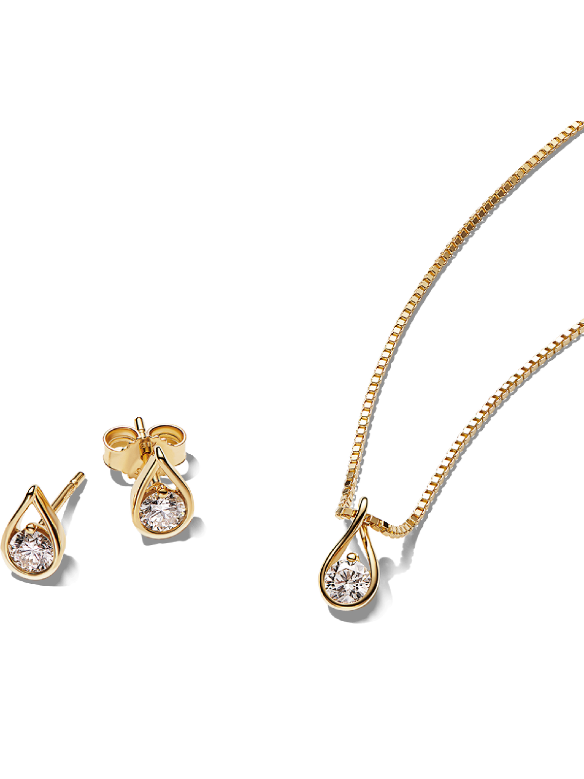 Pandora Infinite Lab-grown Diamond Necklace and Earrings Set 0.75 carat tw 14k Gold