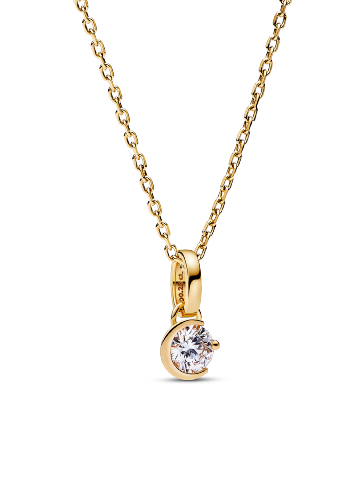 Pandora Talisman Lab-grown Diamond Moon Pendant Necklace 0.25 carat tw 14k Gold