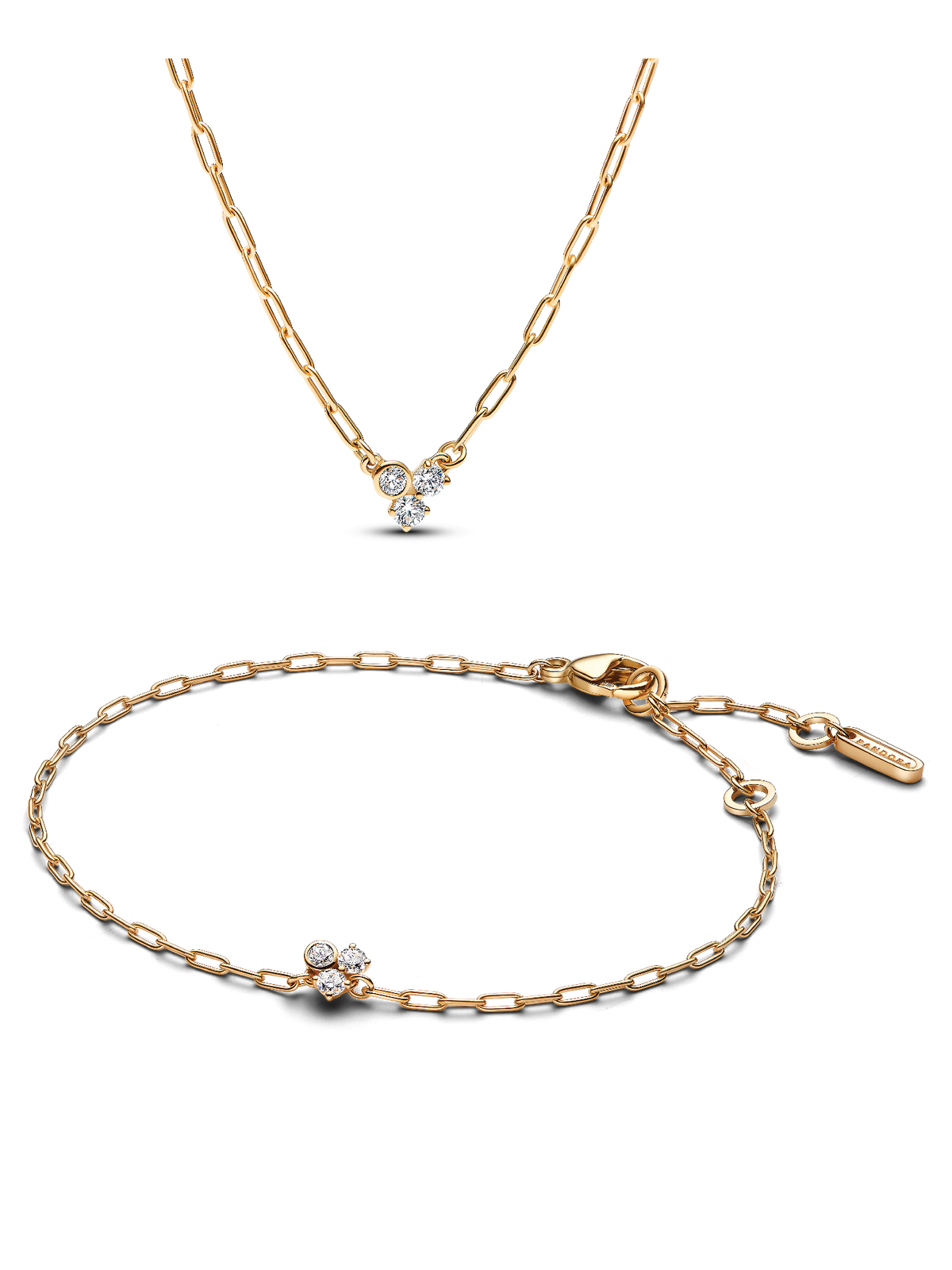 Lab-Grown Diamond Cluster Paperclip Necklace & Bracelet Set