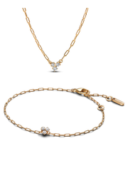 Lab-Grown Diamond Cluster Paperclip Necklace & Bracelet Set