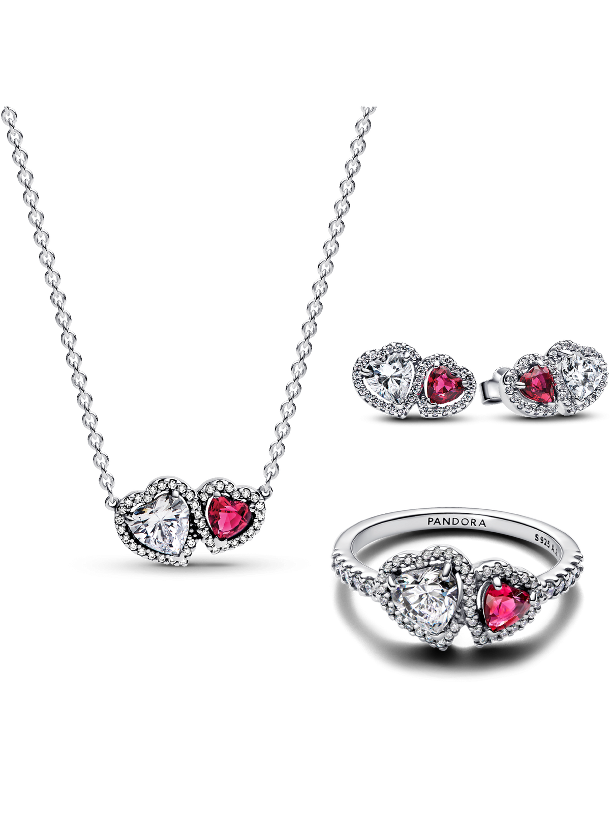 Sterling Silver Halo Hearts Gift Set